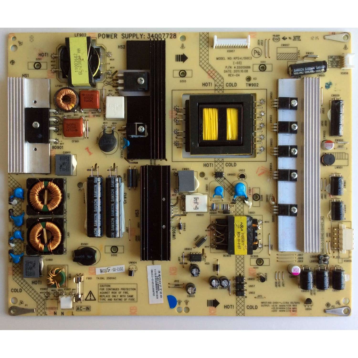 FUENTE DE PODER / TOSHIBA 34007728 / 35015686 / GKGS12-014312 / KPS+L150C3 / TOSHIBA LE4050 